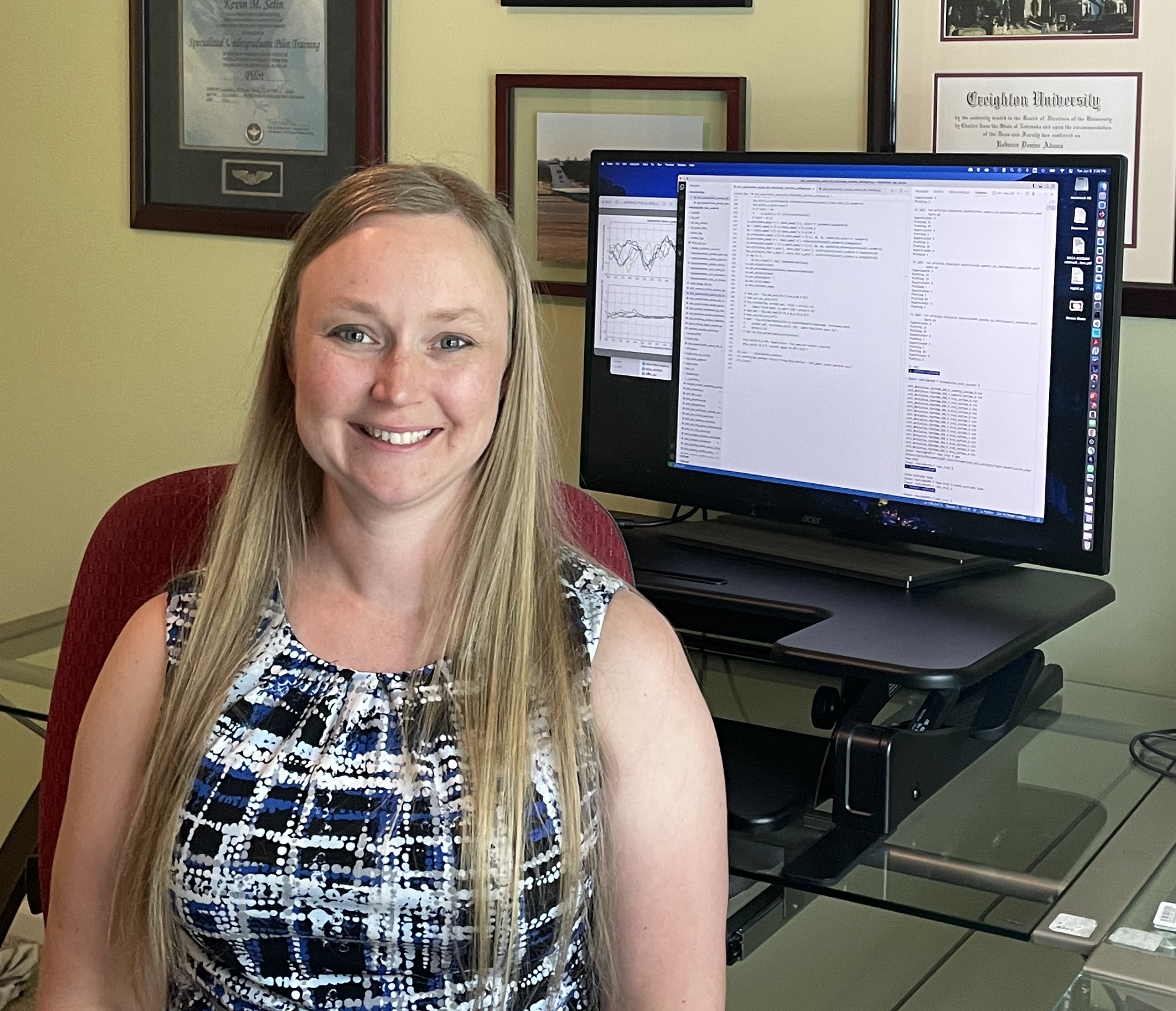 Atmospheric scientist Rebecca Adams-Selin works from her home office in Omaha, Nebraska. 