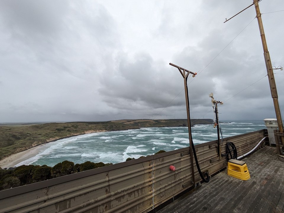 This January 2024 view captures a stormy, windy kennaook/Cape Grim on the edge of the Southern Ocean, which Mace calls “the last great wilderness.” 